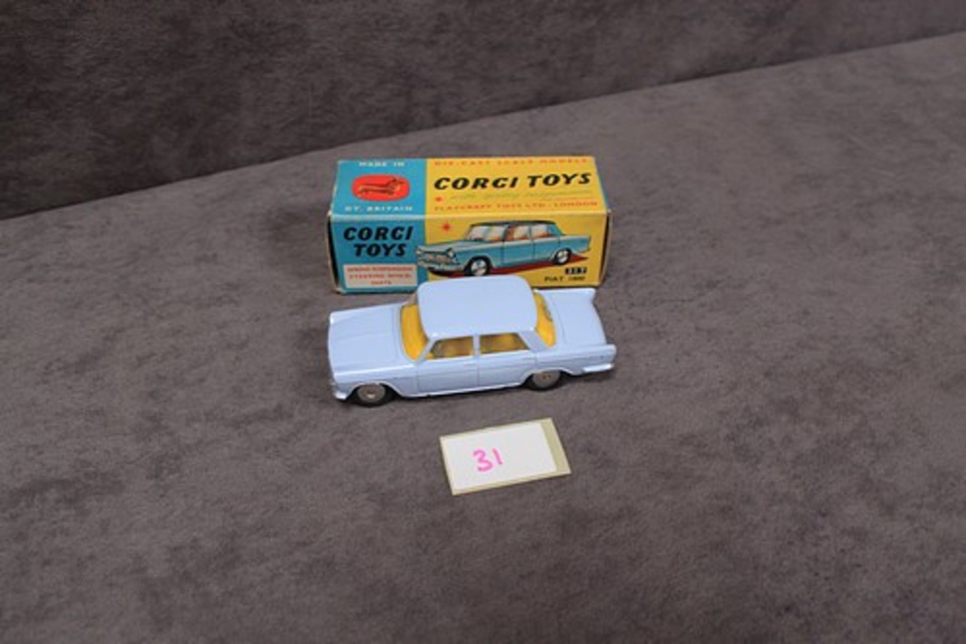 Mint Corgi Toys Diecast #217 Fiat 1800 in pale blue in a firm excellent box (some box rubbing on - Image 2 of 2