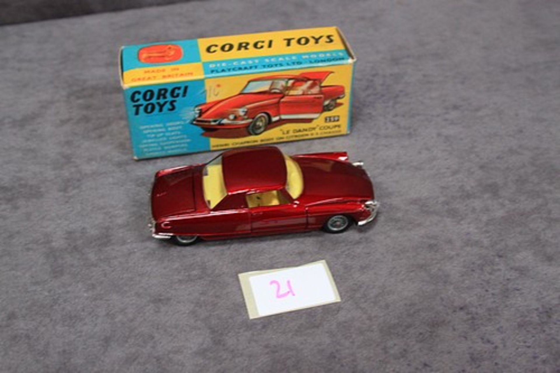 Mint Corgi Toys Diecast #259 Le Dandy Coupe Henri Chapron Body on Citroen DS Chassis in Burgandy - Image 2 of 2