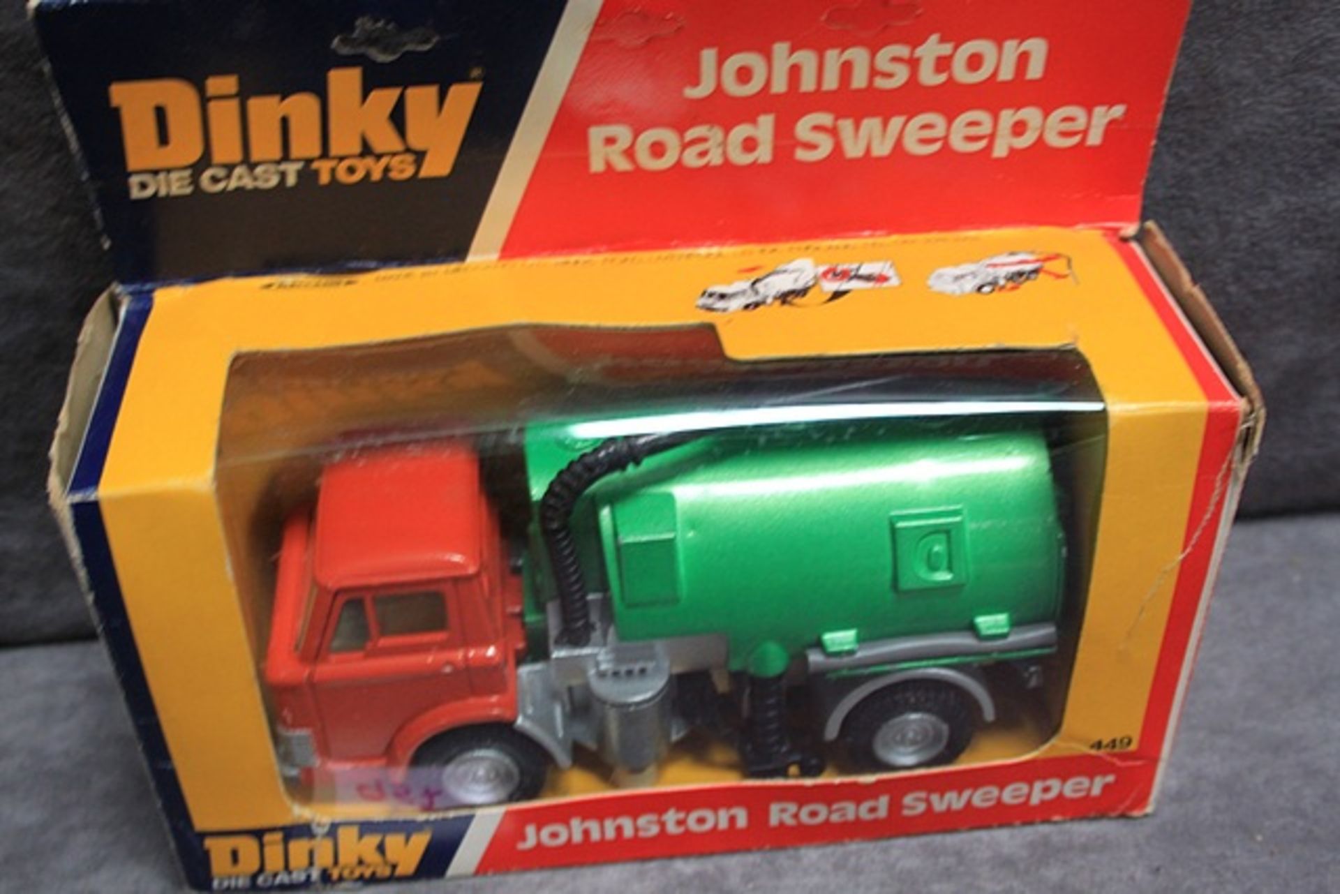 Mint Dinky Diecast Toys #449 Johnston Road Sweeper in a good firm box (some storage crushing)