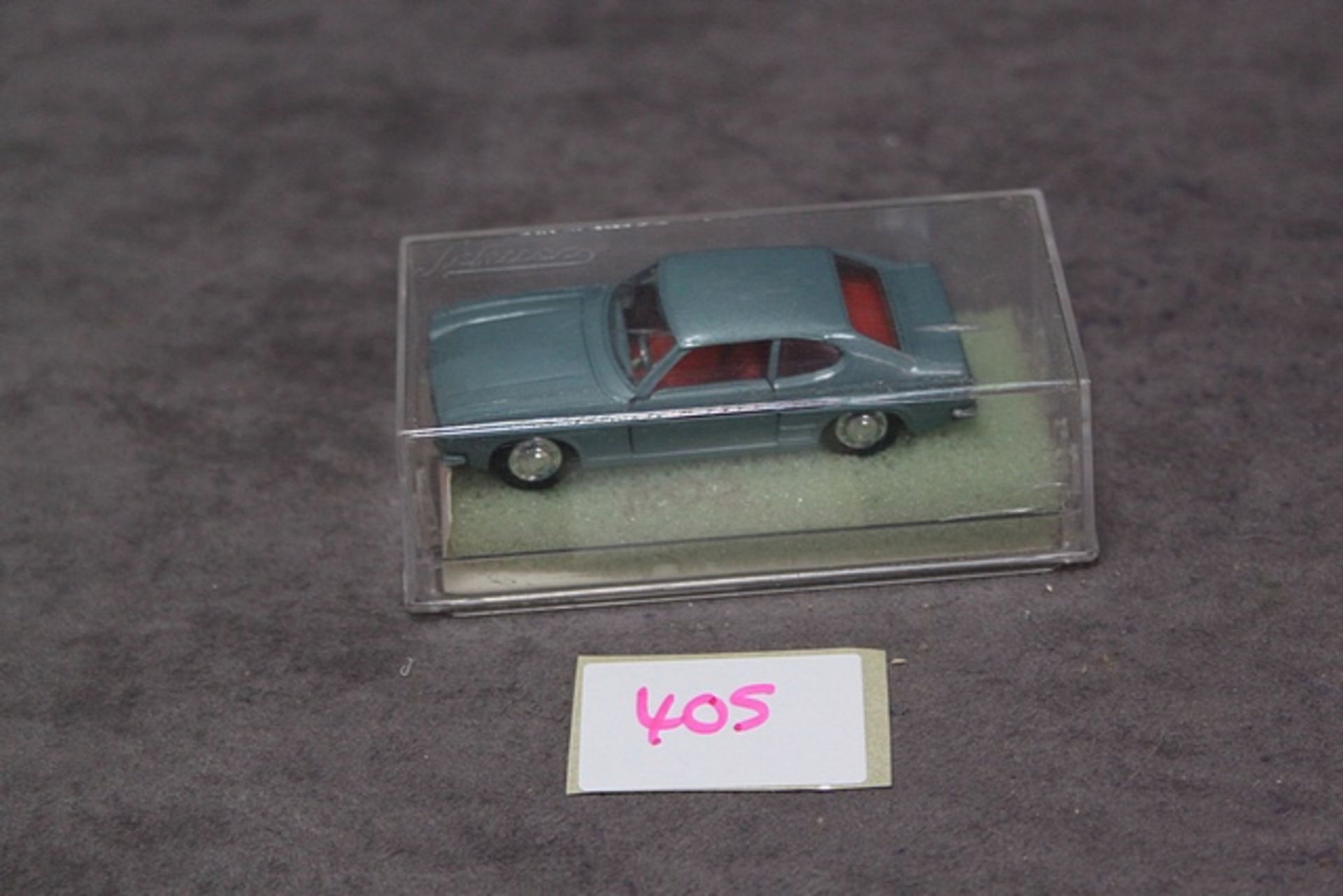 Schuco Diecast Modell #816 Ford Capri 1700GT in light blue in display case - Image 2 of 3