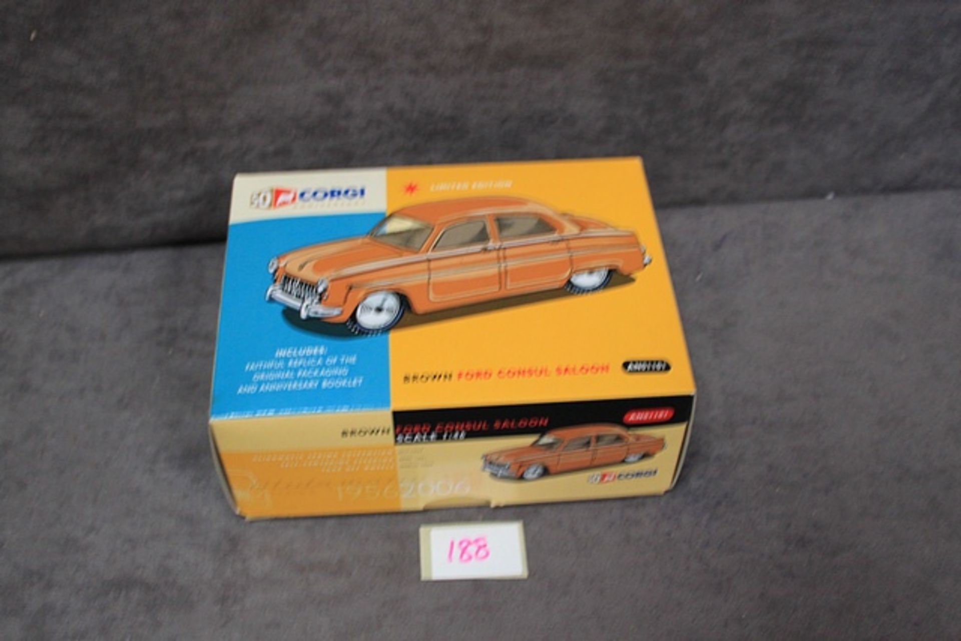 Corgi 50th Anniversary Limited Edition Diecast #AN01101 Ford Consul Saloon - Brown with corgi blue - Image 2 of 2