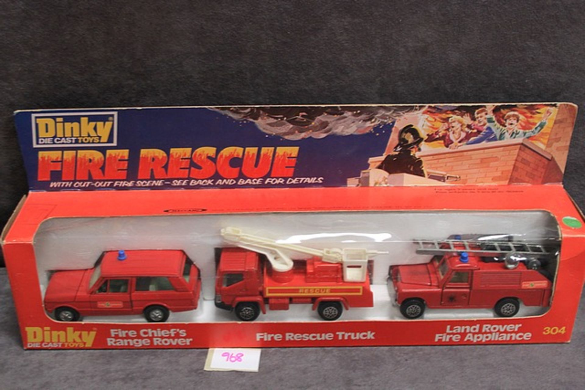 Mint Dinky Diecast Toys #304 Fire Rescue Set in excellent firm crisp box