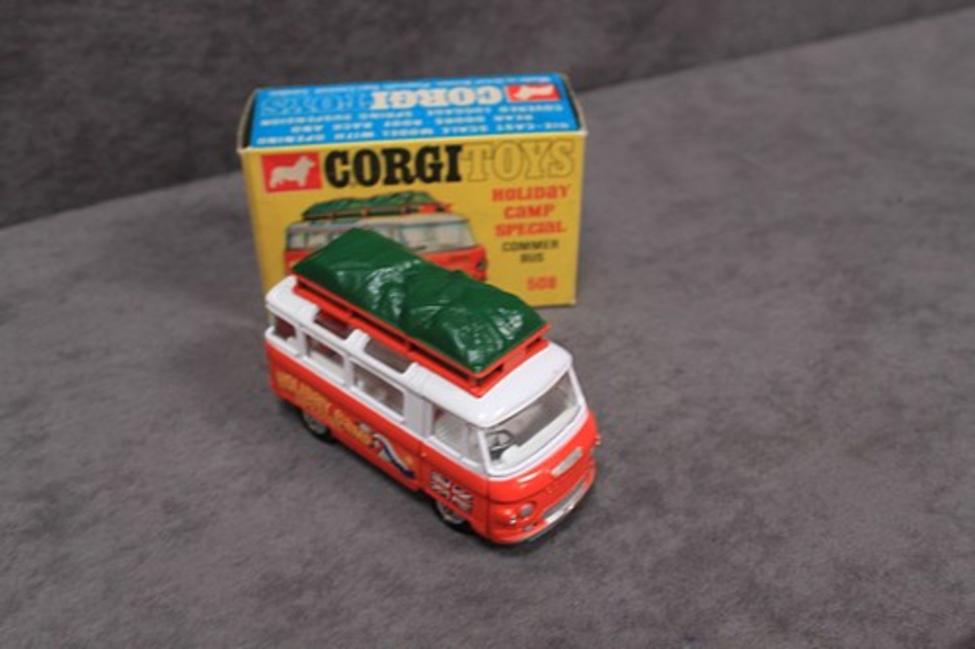 Mint Corgi Toys Diecast #508 Holiday Camp Special with leaflet in a crisp box