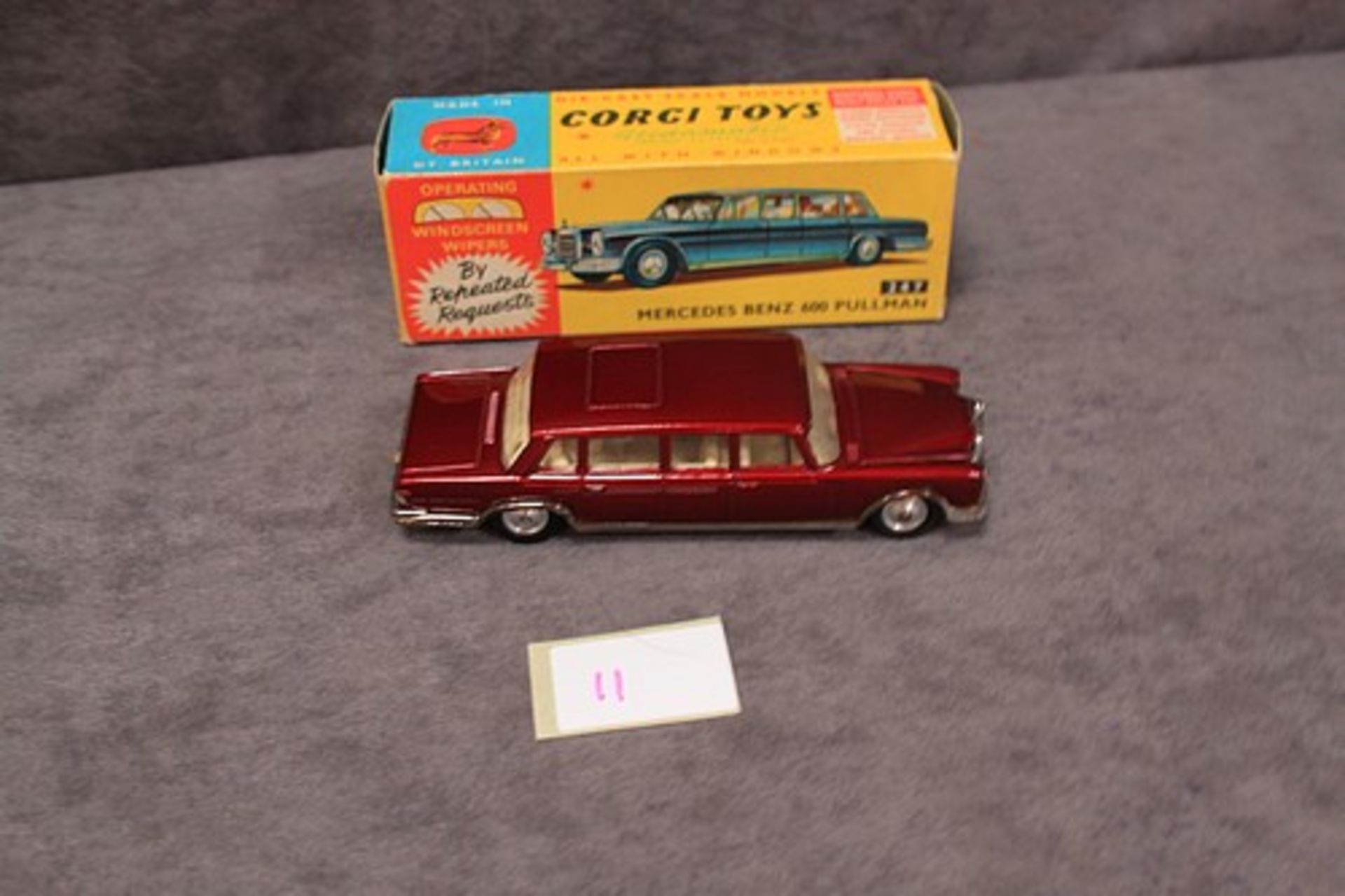 Mint Corgi Toys Diecast #247 Mercedes Benz 600 Pullman in Maroon with Silver Grill with leaflet in a - Image 2 of 2