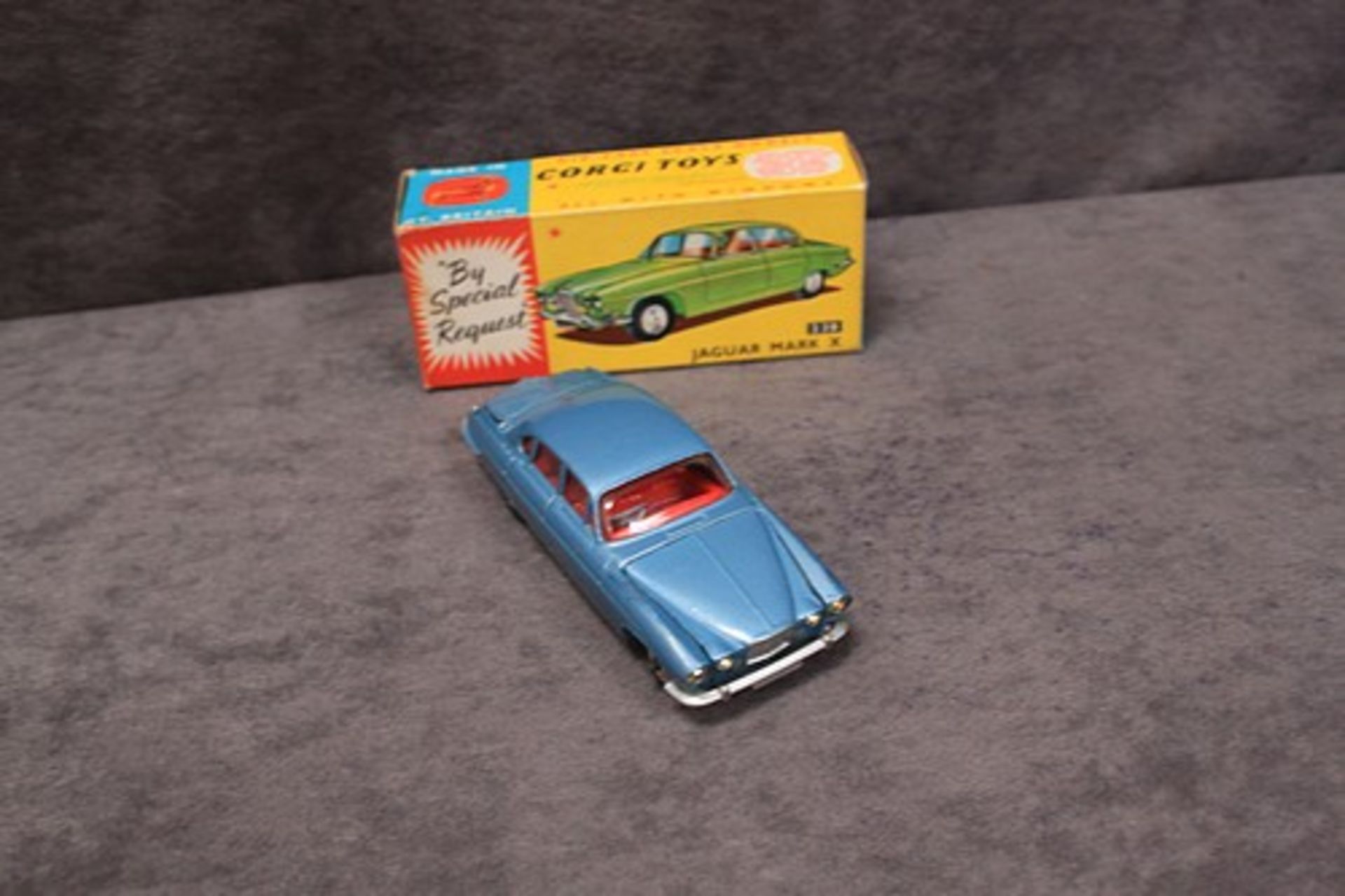 Mint Corgi Toys Diecast #238 Jaguar Mark X in mettallic blue/grey with leaflet in a excellent box