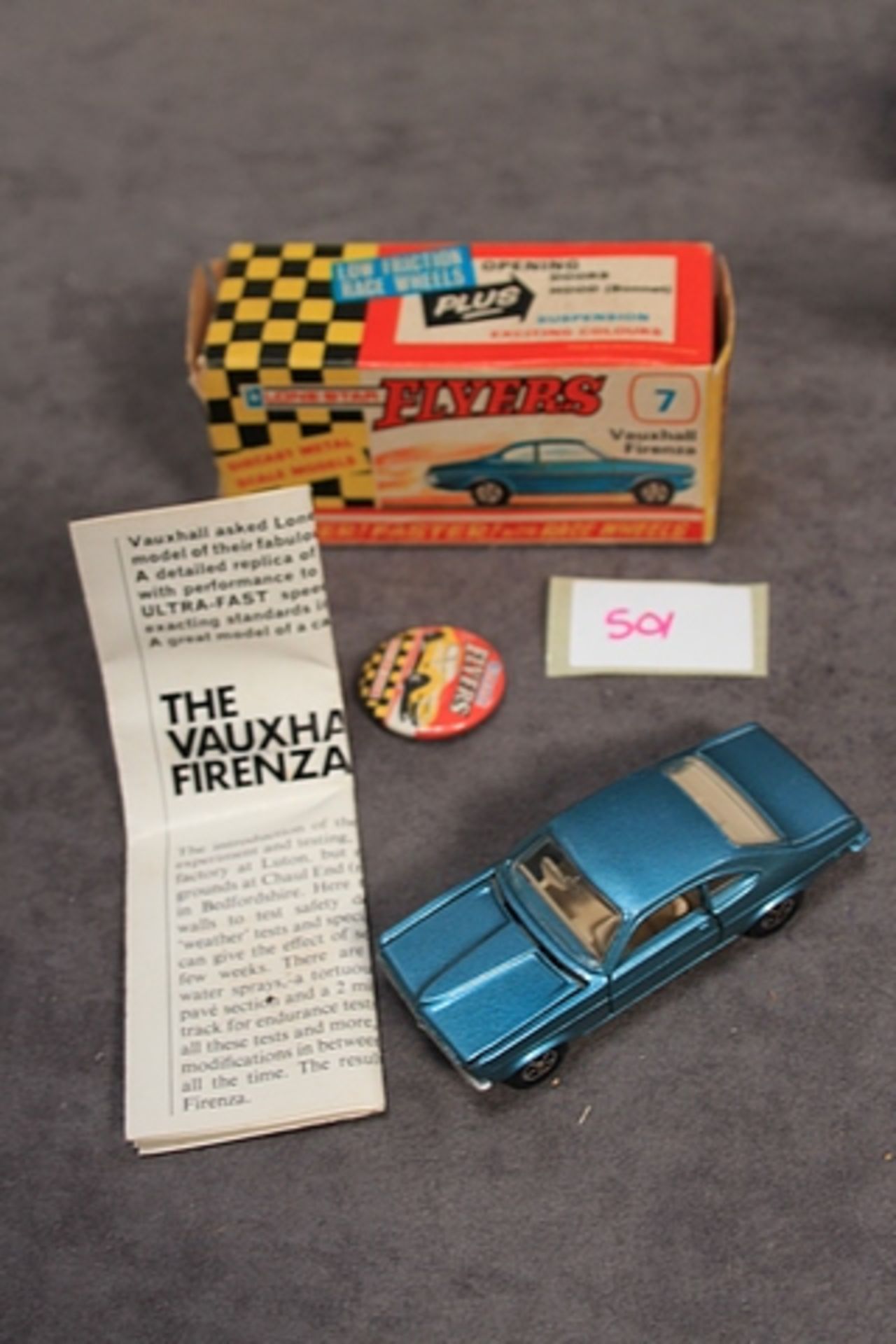 Very Rare mint Lone Star Flyers #7 Vauxhall Firenza in light blue with leaflet and badge in