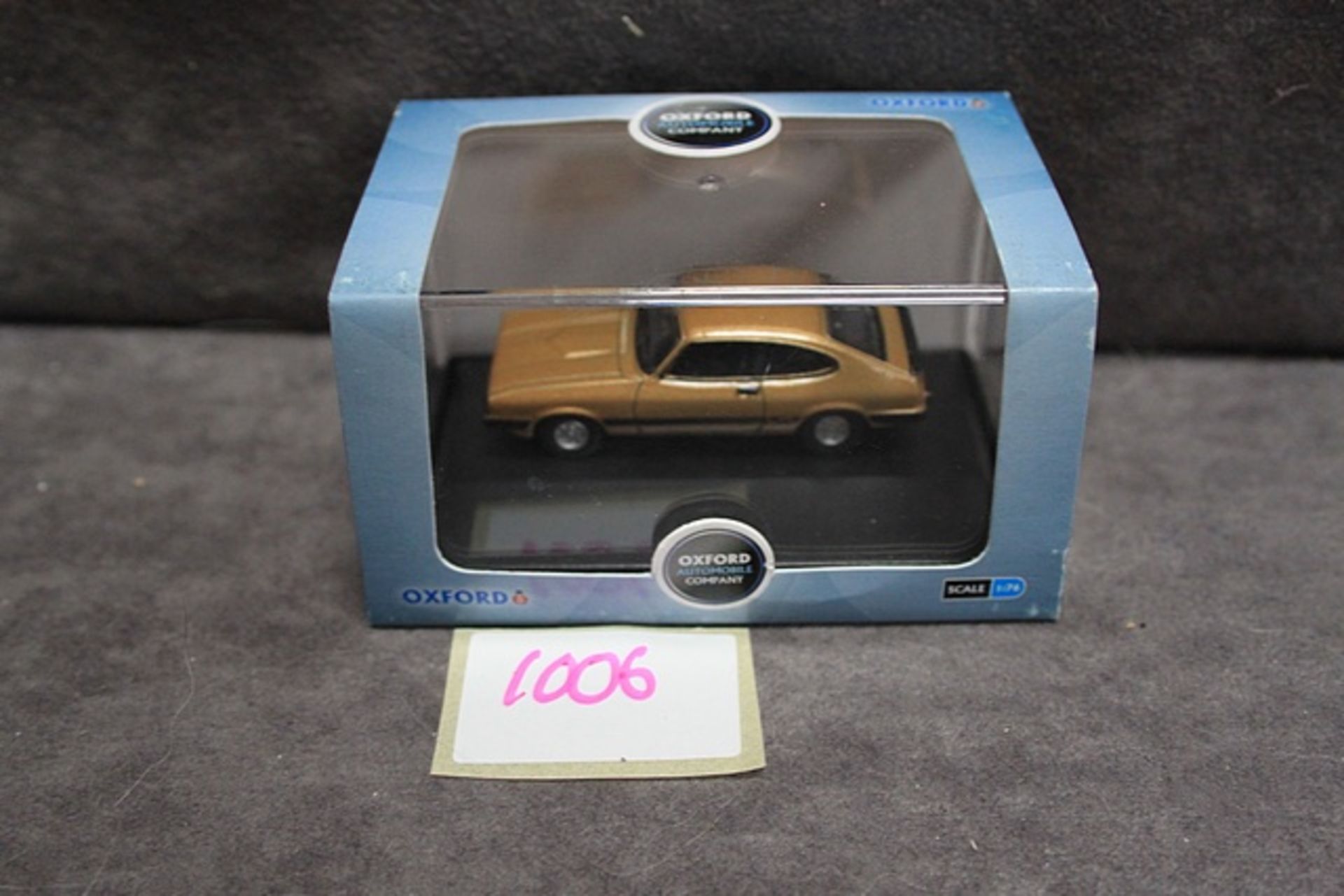 Oxford diecast #76CAP002 Strato Gold (Doyle - The Professionals) Ford Capri MkIII as in display case - Image 2 of 2