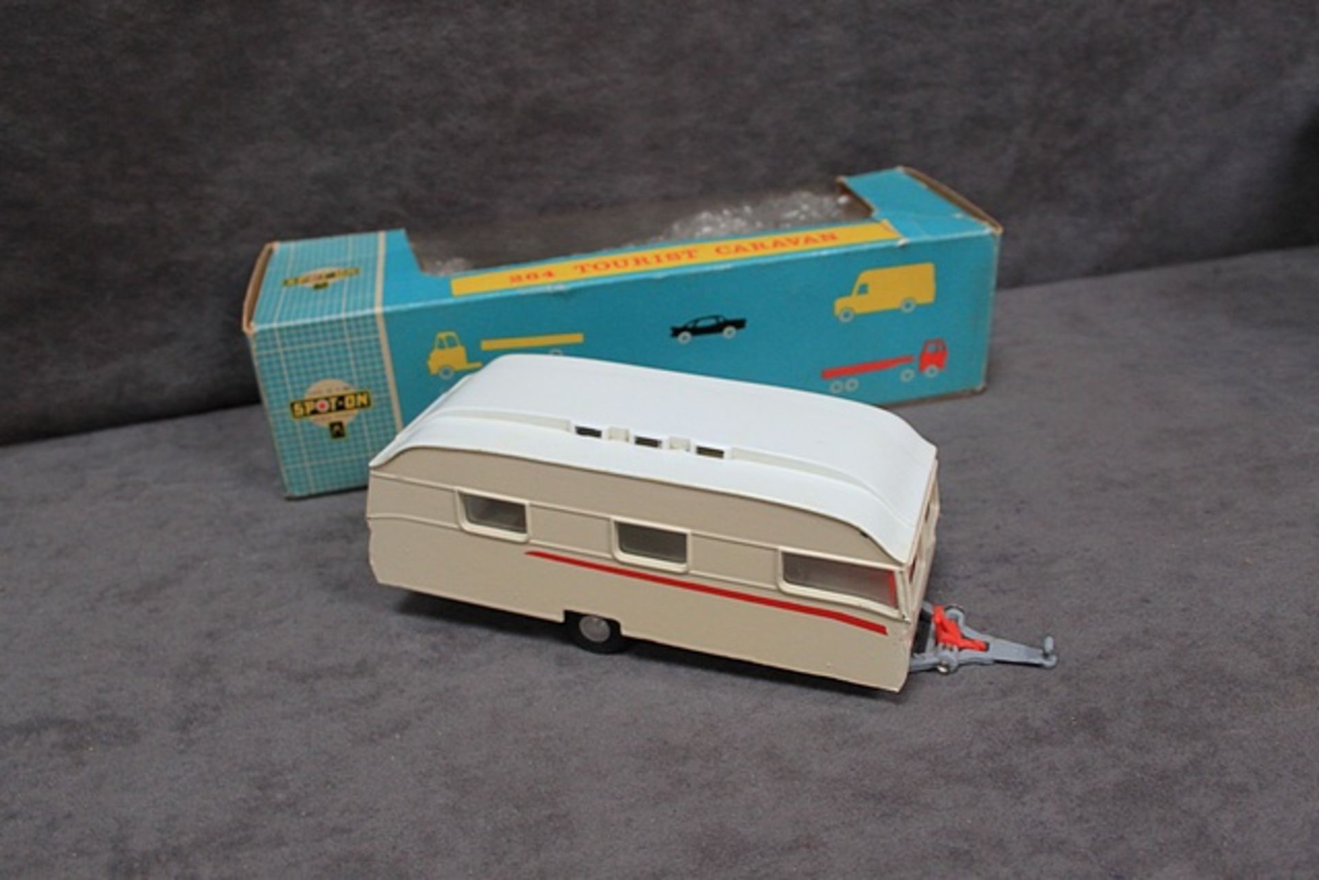 Triang Spot-On #264 Tourist Caravan off white with a red flash in box - Image 4 of 4