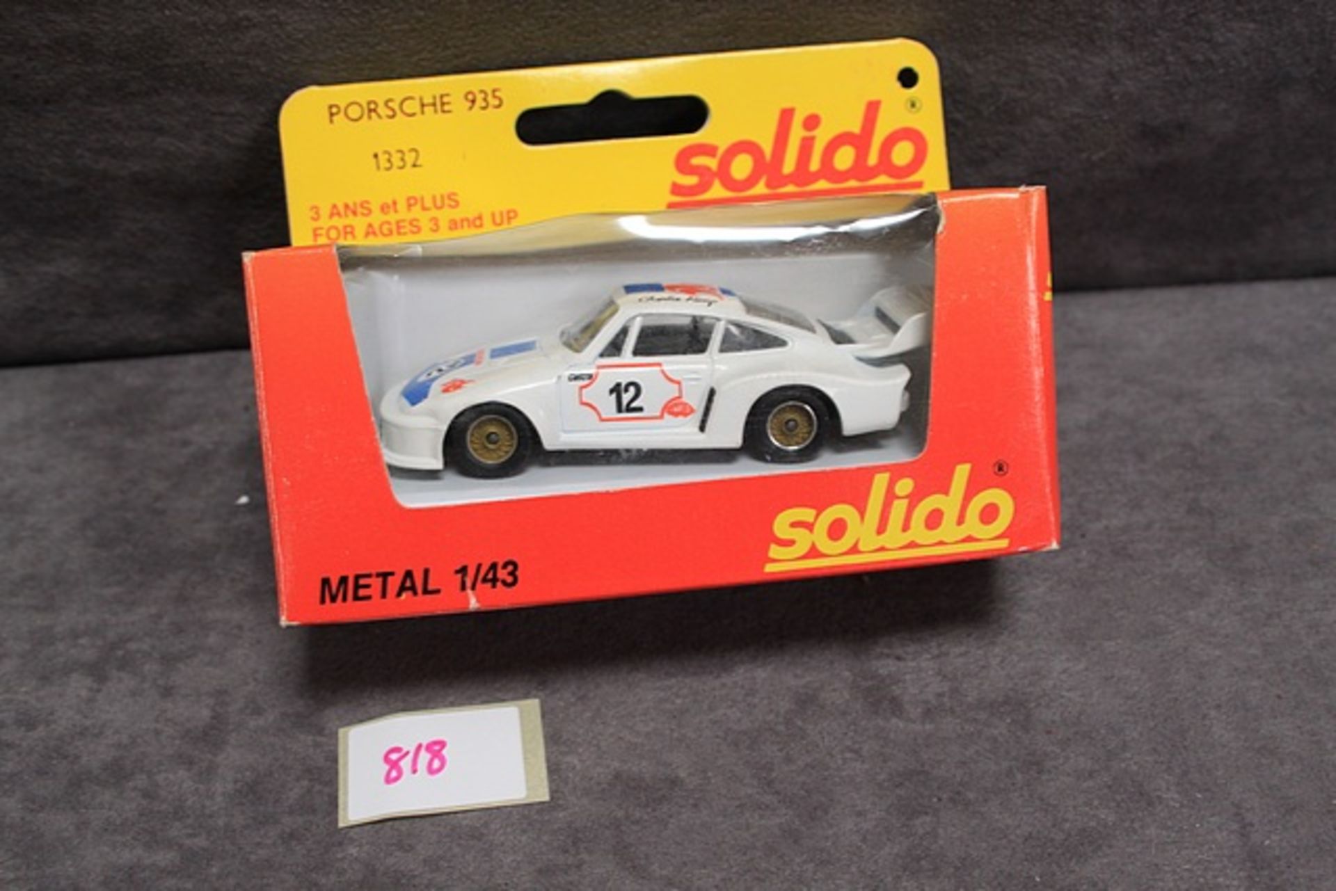 Mint Solido diecast #1332 Porsche 935 in White with racing number 12 in excellent box (spit in