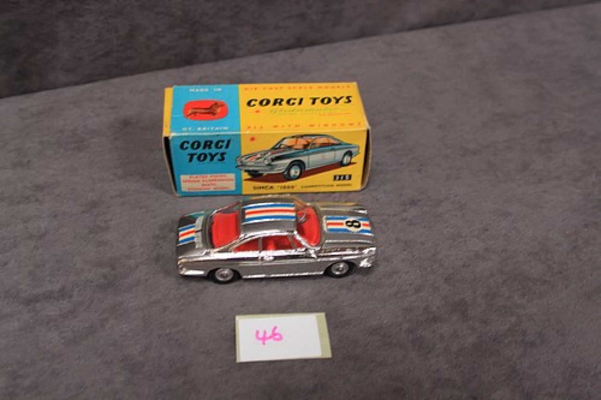 Mint Corgi Toys Diecast #315 Simca 1000 Competition model in silver in a excellent firm box (some