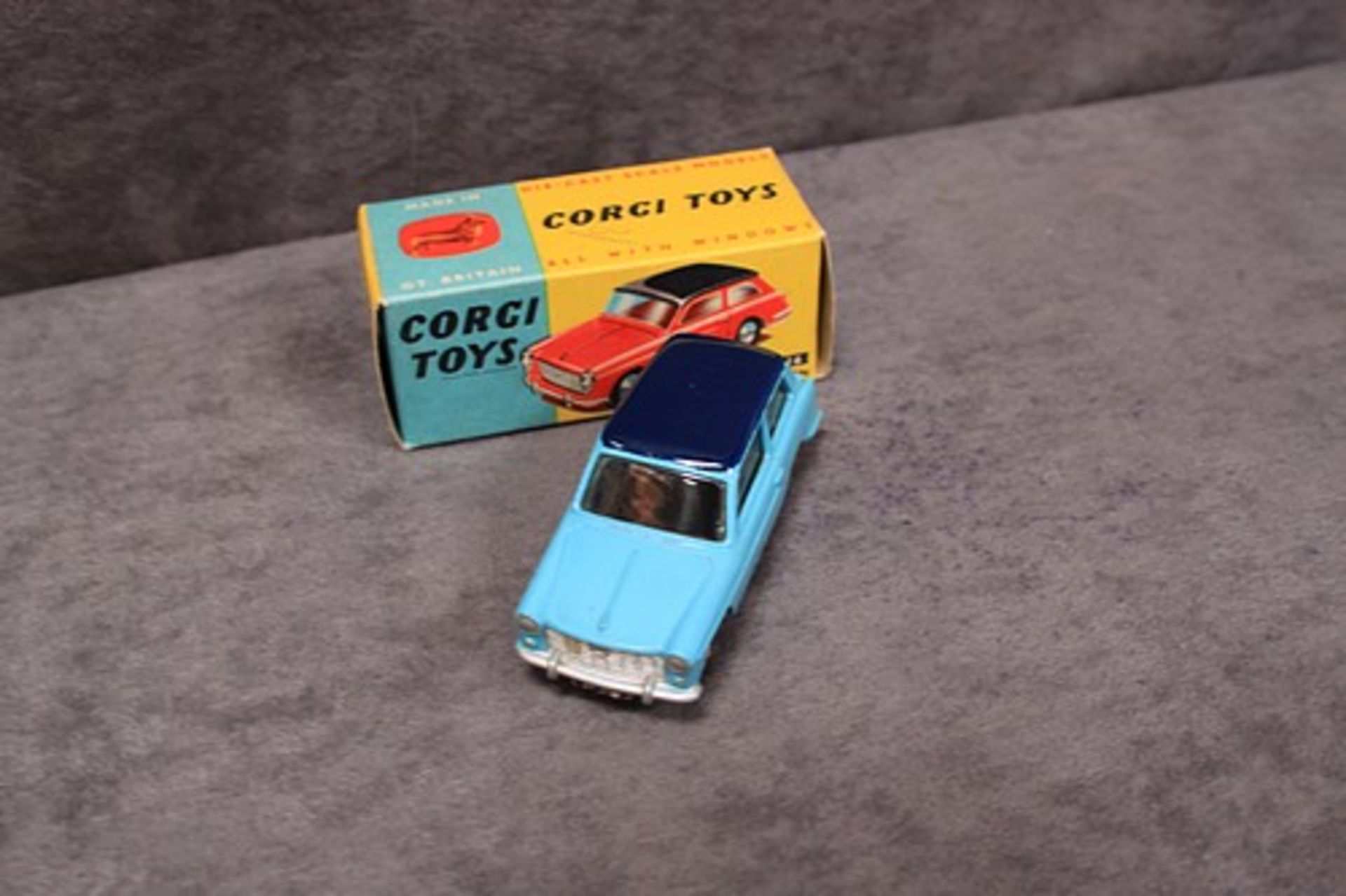 Nr Mint Corgi Toys Diecast #216 Austin A40 Saloon in two tone blue wioth leaflet in a firm crisp box - Image 2 of 2