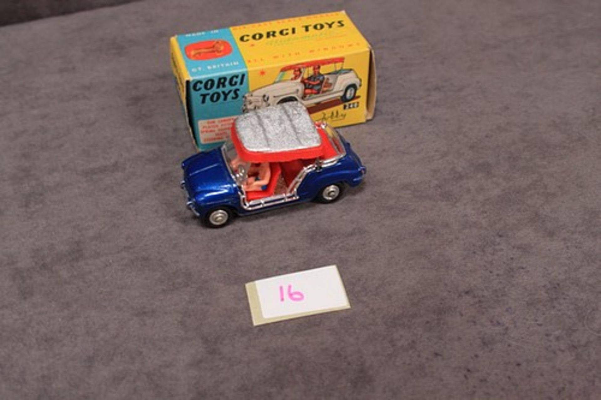 Mint Corgi Toys Diecast #240 Ghia-Fiat 600 Jolly with two figures in blue & red in a nr mint box - Image 2 of 2