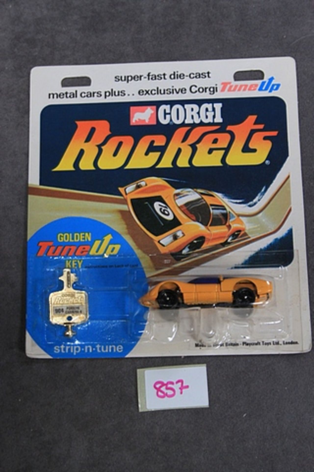 Corgi Rockets diecast #904 Porsche Carrera on yellow/orange on original bubble card - Image 4 of 4