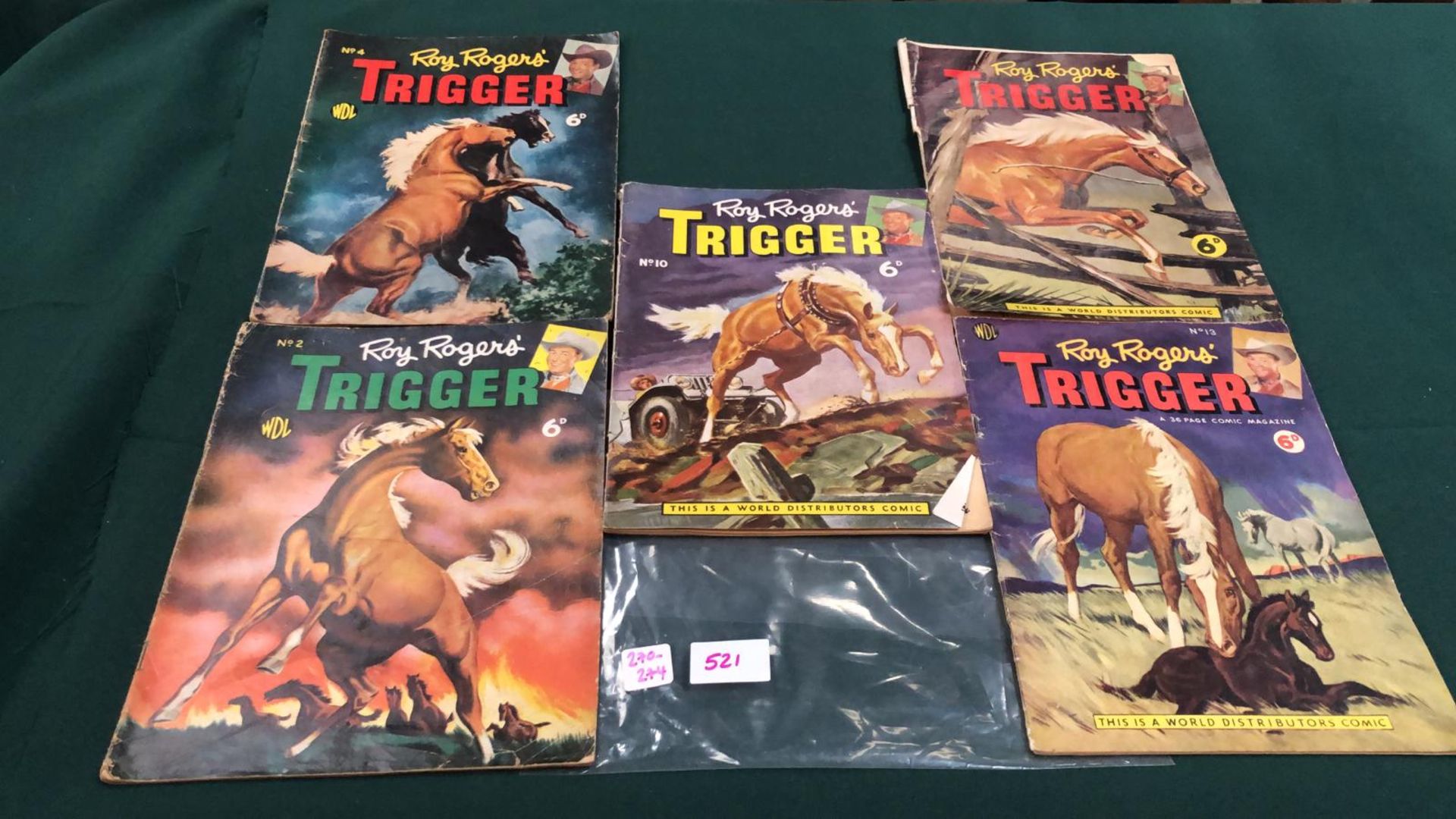 5 x Comic Issues comprising Roy Rogers Trigger #2 Roy Rogers Trigger #4 Roy Rogers Trigger #10 Roy