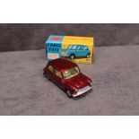 Mint Corgi Toys Diecast #226 Morris Minor in burgundy with leaflet in a mint box