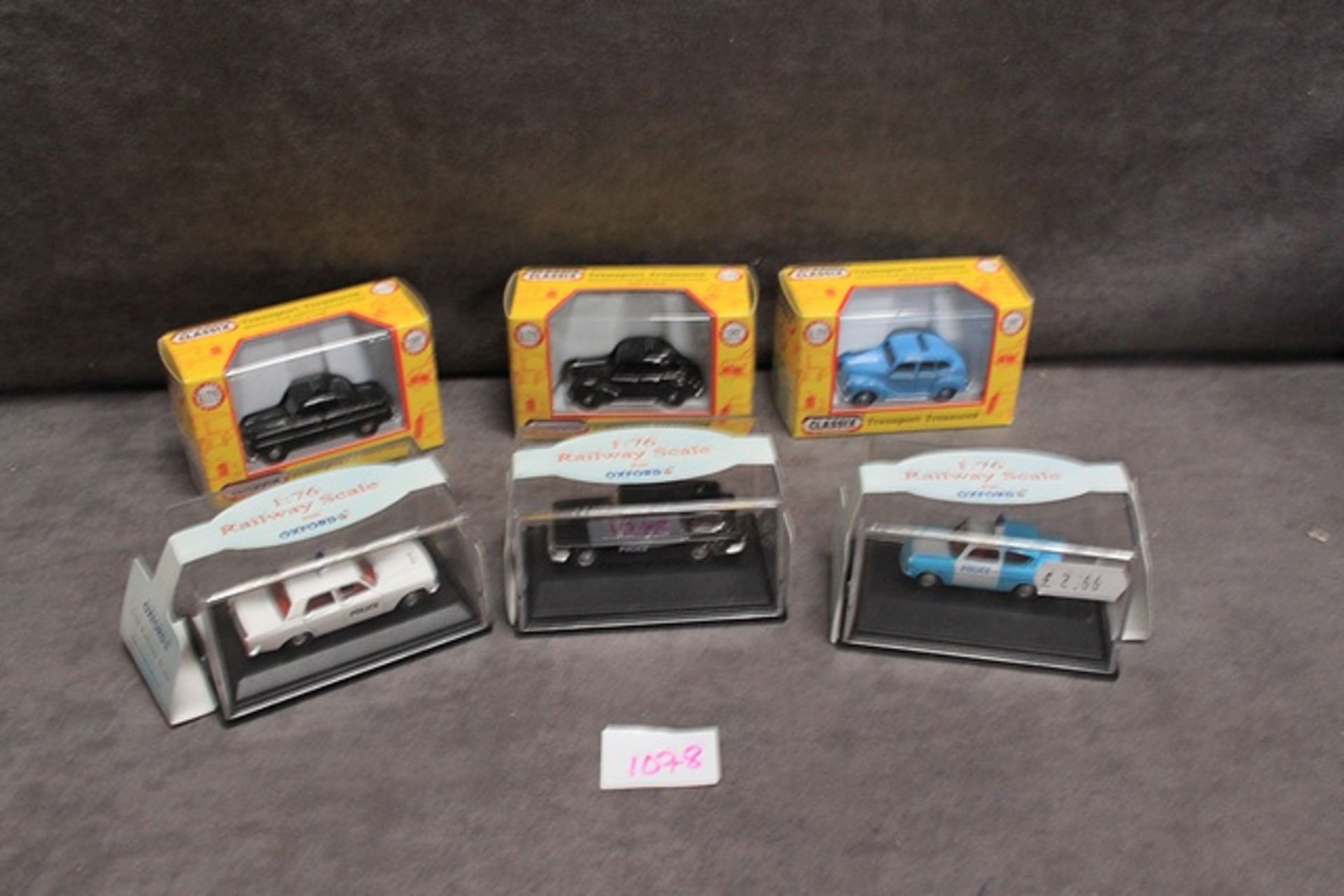 6x 1/76 Railway scale vehicles 3x Oxford & 3x Classix, comprising of; #76105003 Anglia Police Panda,