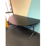 6x Burgess Furnitures Black And Chrome Conference Tables Half Circle 1500 x 750 Mm