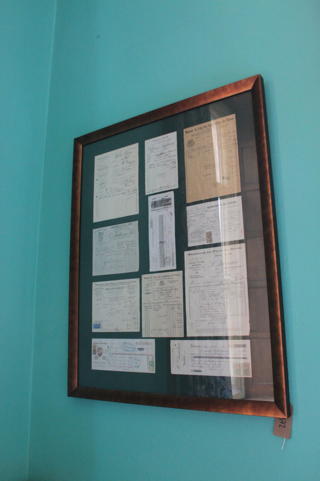 Vintage French Cafe Receipts Curated And Presented In A Copper Frame 810 x 1020mm