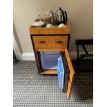 Mini Bar Cabinet Wooden With Metal Accent And Cup Handles. Including Refrigerator 50 X 47 X 85cm