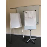 2 x Whiteboard/Flip Chart Stands Both Adjustable One On Wheels And One Wall Mounted White Board