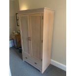 Two Door Single Drawer Limed Oak Effect Wardrobe Internally Fitted And Painted In Vibrant Colours
