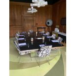 Stainless Steel And Black Glass Conference Table With Central Cable Management 206 x 382 x 70cm