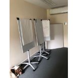 3 x Mobile Whiteboard/Flipchart Adjustable Height Stands One Times Wall Mounted Whiteboard