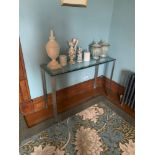 Stainless Steel Console Table With Glass Top 120 x 40 x 80cm