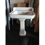 5 x Premier Carlton 2th Traditional 500mm Pedestal Basin In White 460mm x 570mm x 910mm High New