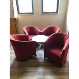 4 x Red Top Chairs And One Coffee Table 600 x 540mm