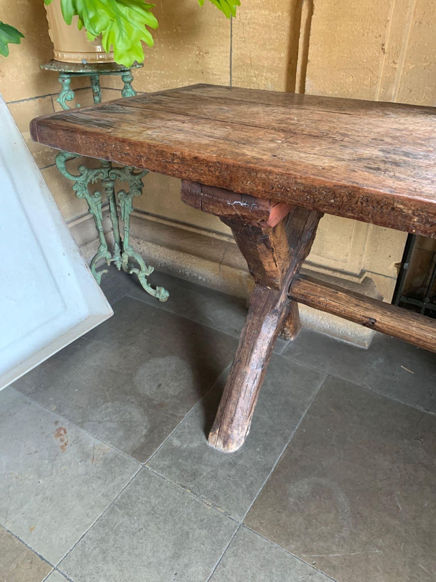 Rough Sawn Vintage Oak Hand Carved Table 220 X 64 X 76cm - Image 3 of 3