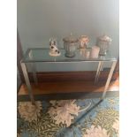 Stainless Steel Console Table With Glass Top 120 x 40 x 80cm