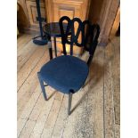 Monlina Black Wood Carved Side Chairs Low Level With Pad Seat x 5
