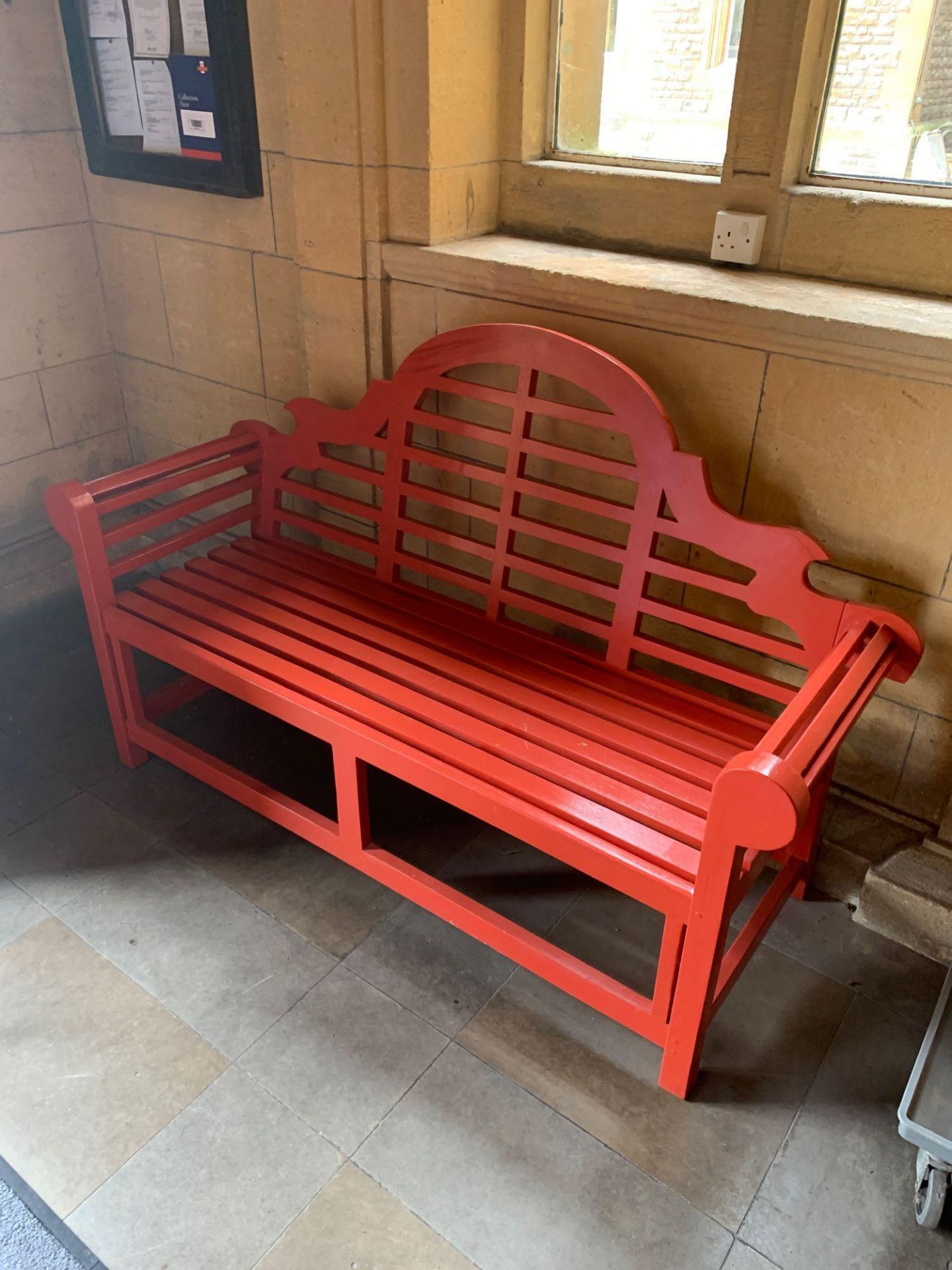 Painted Chinoiseries Styled Bench With Scroll Arm 165cm X 105cm