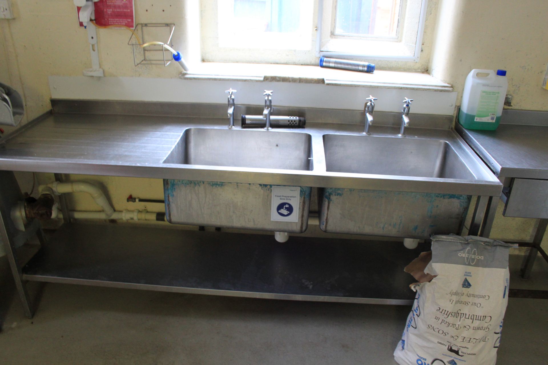 Commercial Stainless Steel Double Utensil Sink With L/H Drainer 2100mm