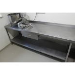 Stainless Steel Preparation Table With Single Drawer Undershelf & Upstand 2200 x 650mm