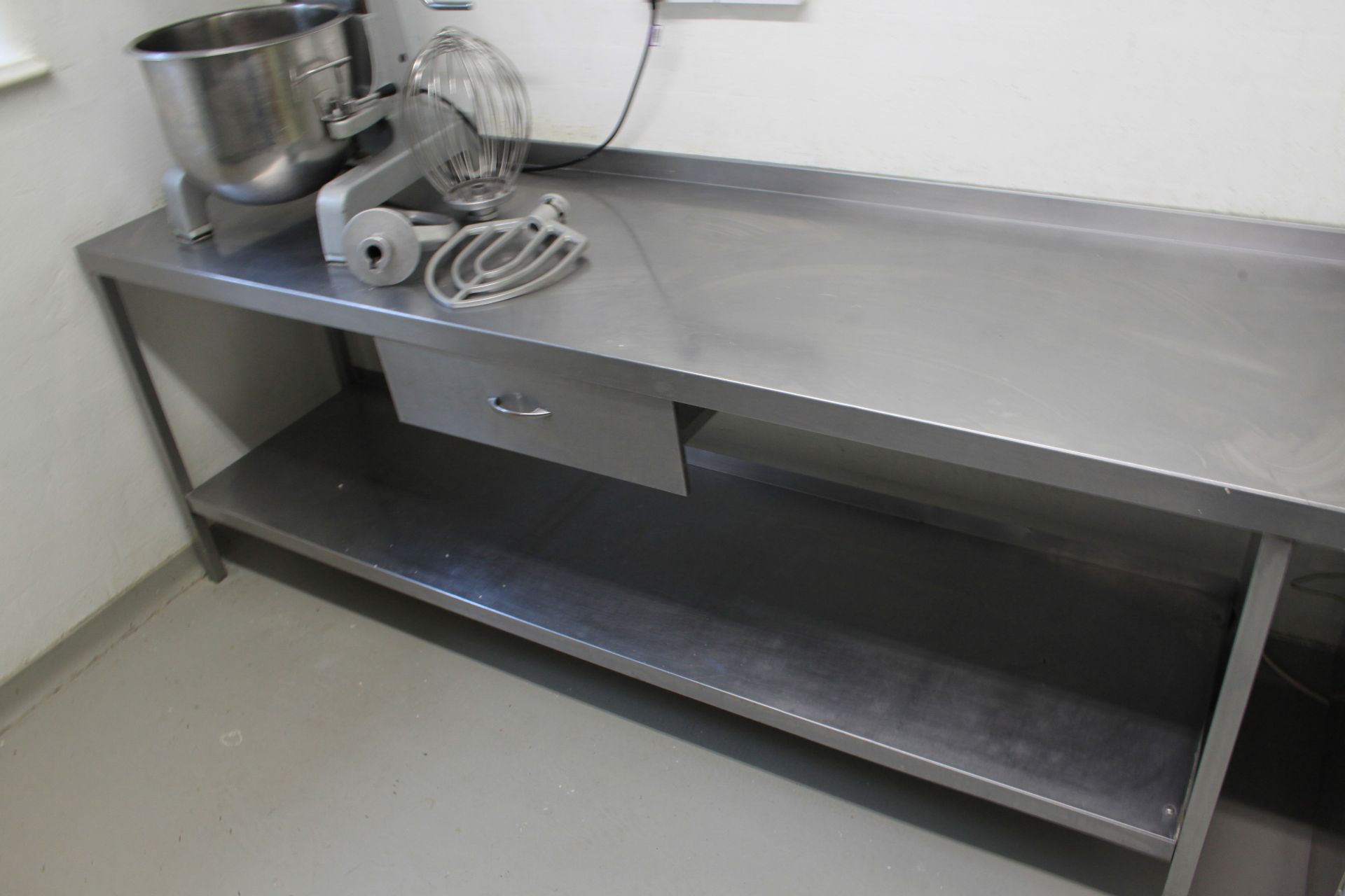 Stainless Steel Preparation Table With Single Drawer Undershelf & Upstand 2200 x 650mm