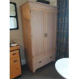 Two Door Single Drawer Limed Oak Effect Wardrobe Internally Fitted And Painted In Vibrant Colours