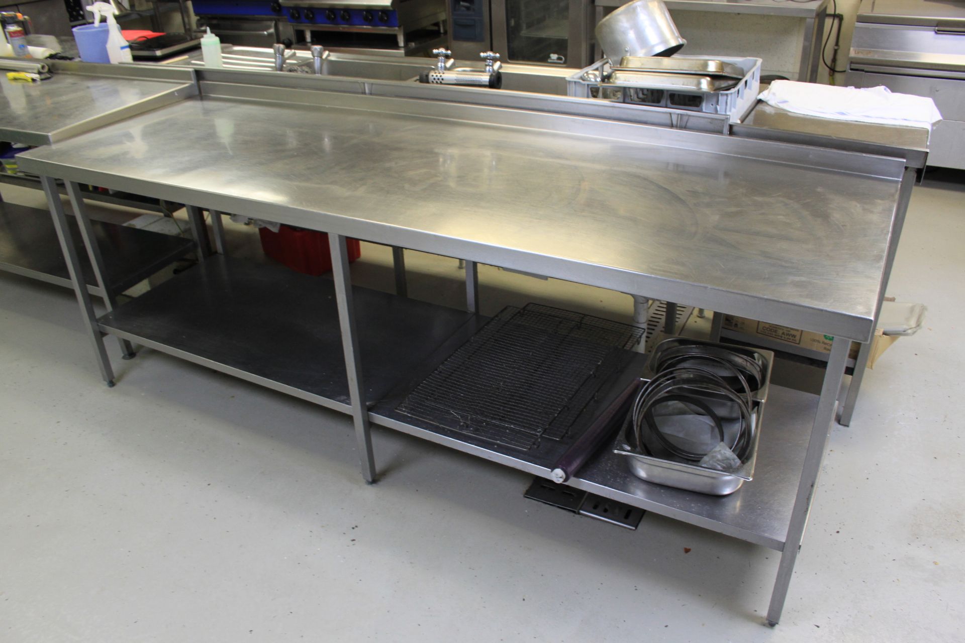 Stainless Steel Preparation Table With Undershelf & Upstand 2400 x 800mm