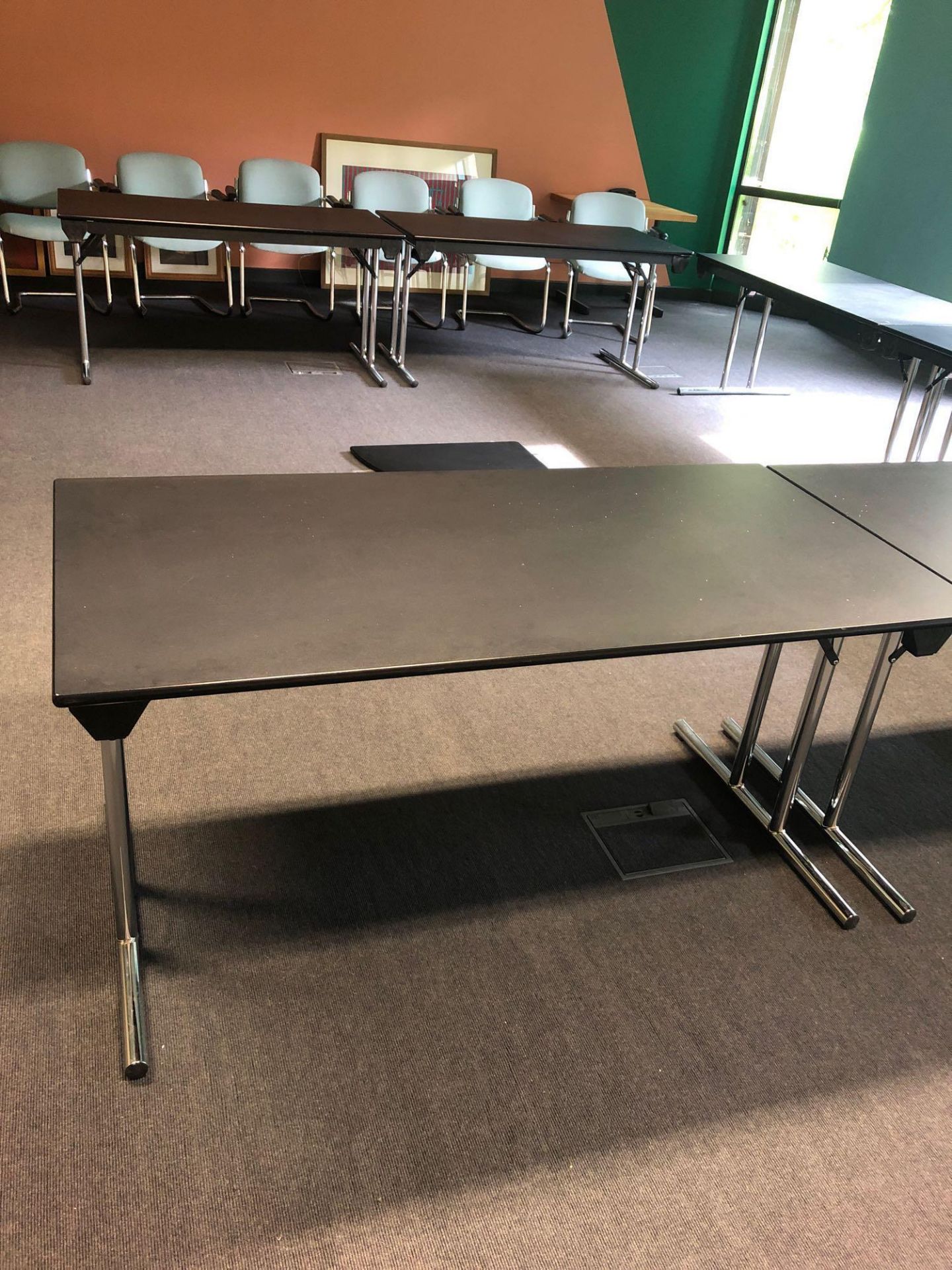 6x Burgess Furnitures Black And Chrome Conference Tables 1500 x 750 Mm - Image 2 of 2