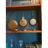 6 Various Size Copper Frying Pans As Photographed