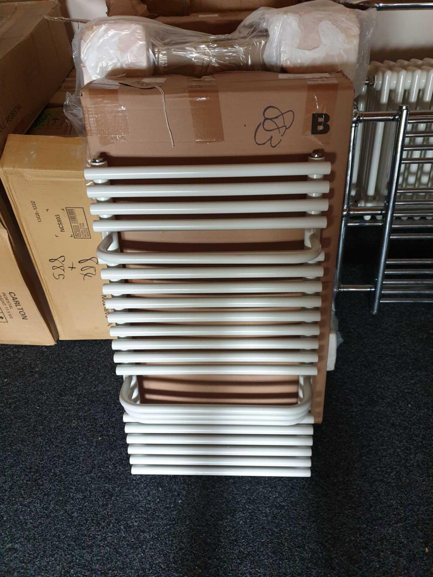 6 x White Radiator With Built-In Towel Rail 875mm x 500mm New In Box