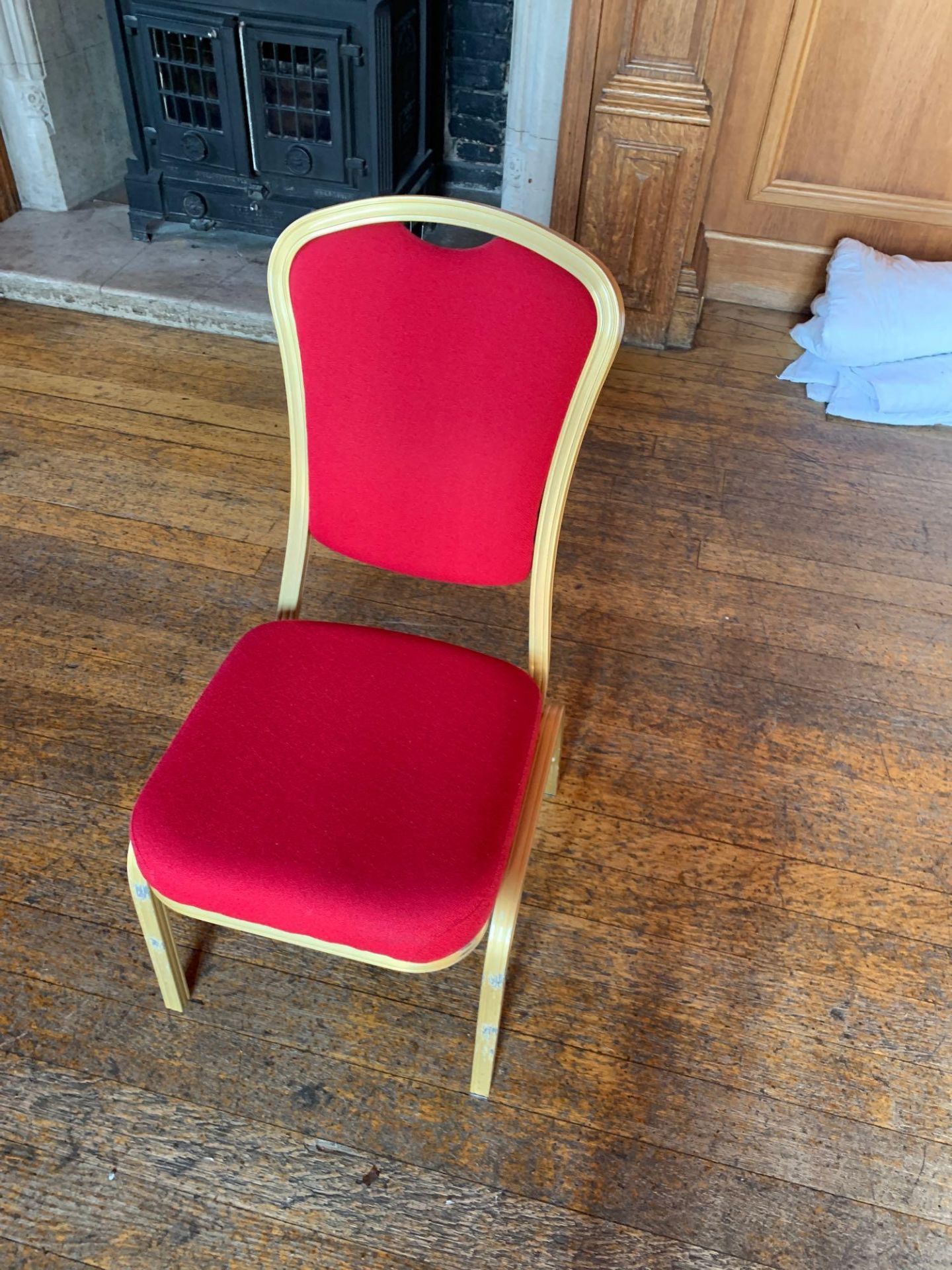 Burgess Furnitures Furniture CH569 Stacking Banquet Chair Red And Gold x 10 45 x 43 x 99cm