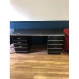 Black And Silver Twin Pedestal Desk With Six Drawers 1730 x 800 Mm