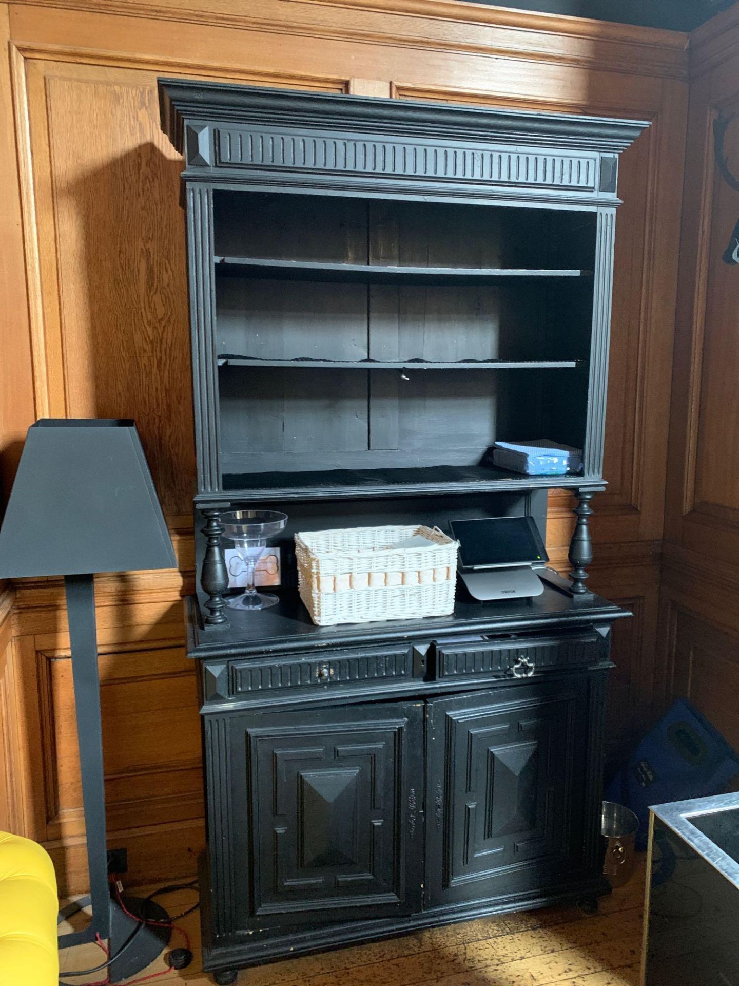 Black Wooden Dresser Display Cabinet Two Door Two Drawer With Over Shelves 120 x 50 x 234cm