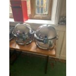 2 x Ella Chafing Pans With Roll Top Lid All Stainless Steel Round 50 cm