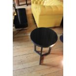 A Pair Of Black Wooden Round Side Tables With Glass Top 400 x 600mm