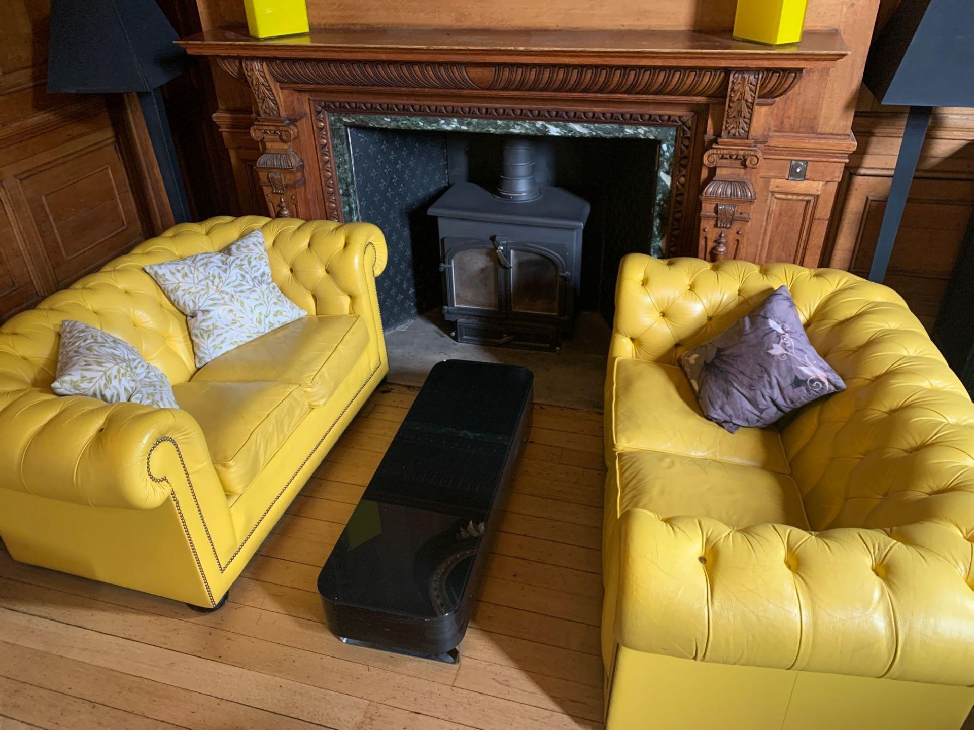 Low Level Modern Occasional Coffee Table With A Clear Glass Top And Wood Wrapped Veneer 120 X 40 X - Image 3 of 3