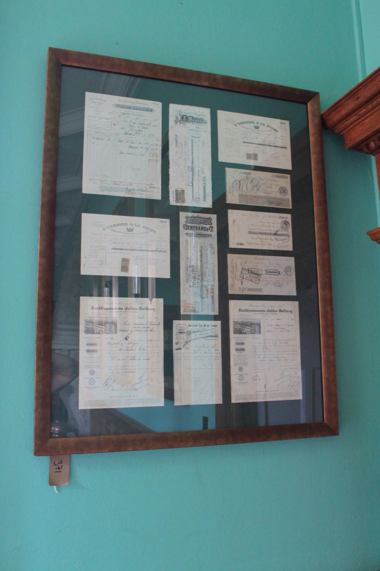 Vintage French Cafe Receipts Curated And Presented In A Copper Frame 810 x 1020mm
