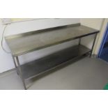 Stainless Steel Preparation Table With Undershelf & Upstand 2150 x 700mm